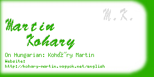 martin kohary business card
